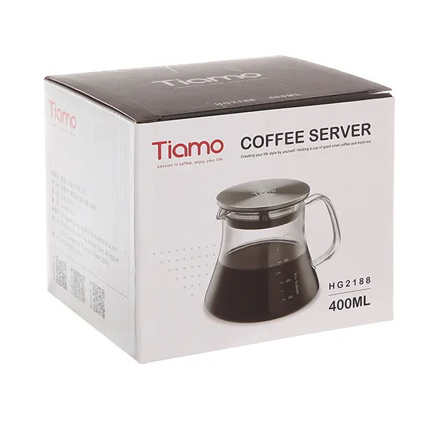Чайник Tiamo сервировочный HG2188 с крышкой, стекло, 400 мл
