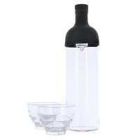Универсальная заварочная бутылка HARIO + 2 чайные чашки, стекло, черный