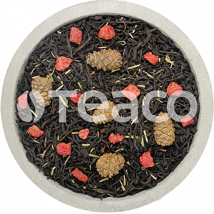 Чай TEACO Клубника с розмарином, черным индийским чаем и шишками, 100 гр.