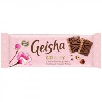 Батончик Geisha Crispy шоколадно-вафельный с начинкой из орехового пралине из фундука, 37 г.