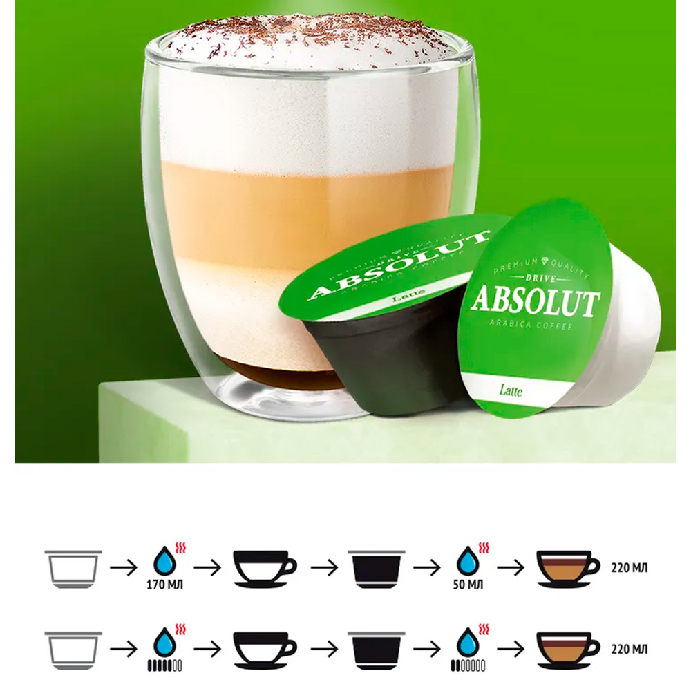 Кофе в капсулах Latte Macchiato Caramel Absolut Drive для Dolce Gusto, 16 кап.