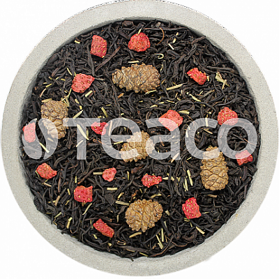 Чай TEACO Клубника с розмарином, черным индийским чаем и шишками, 100 гр.