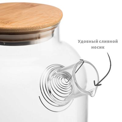 Чайник заварочный с бамбуковой крышкой CS-GL0002, стекло 1000мл